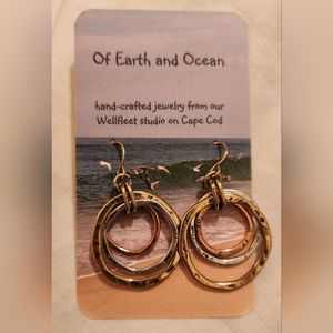 NWT - Of Earth and Ocean Multi Metal Tricolor Sunrise Earrings